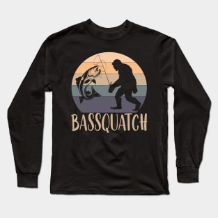 Bassquatch funny bigfoot fishing gift Long Sleeve T-Shirt